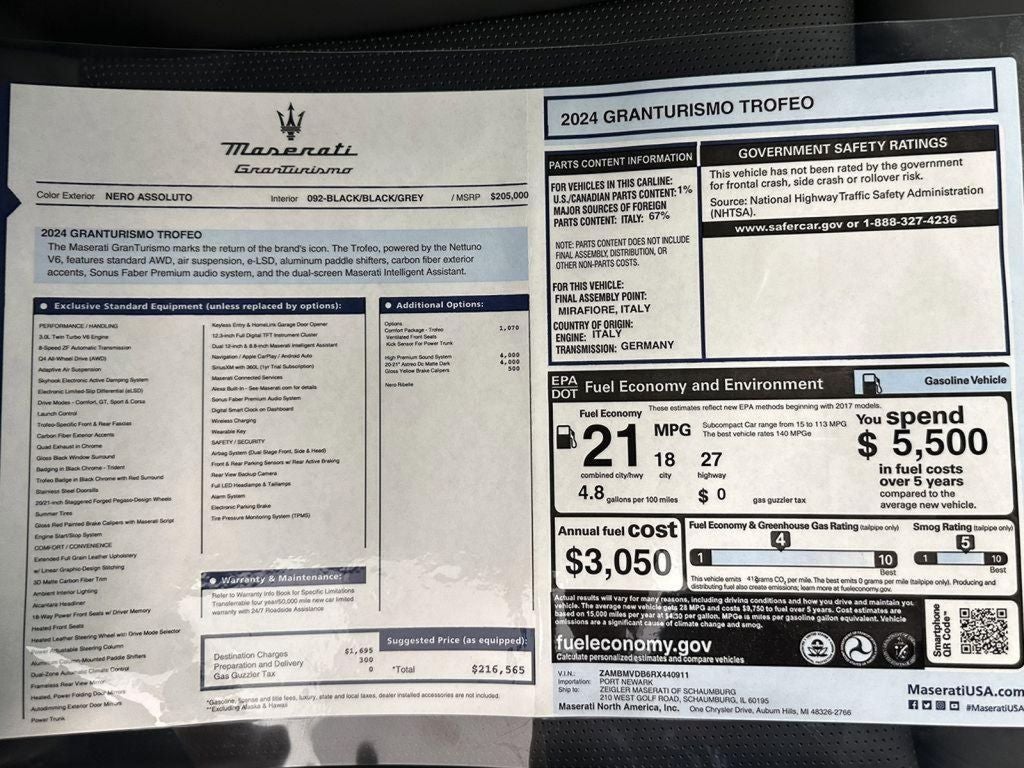 2024 Maserati GranTurismo Trofeo