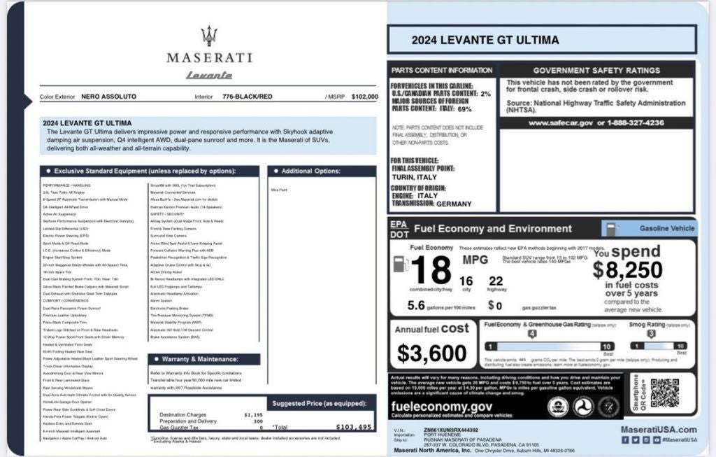 2024 Maserati Levante GT Ultima